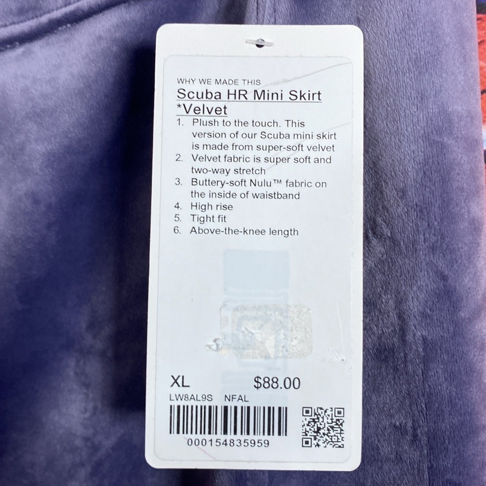 Lululemon Scuba HR Mini Skirt Velvet in Nightfall Color NWT Size XL - Picture 5 of 8